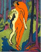 Ernst Ludwig Kirchner Nude in orange and yellow oil painting